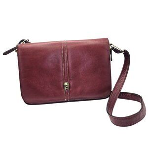 Vintage Etienne Aigner Burgundy Leather Accordion Purse Gold-Tone Hardware
